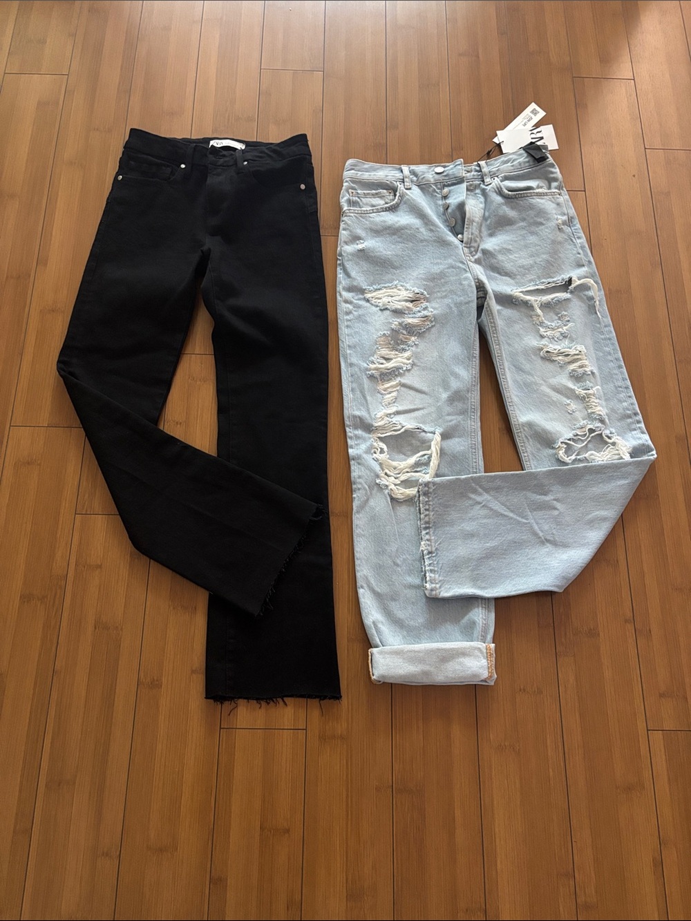 Zara Black & Light Blue Boyfriend Jeans Duo